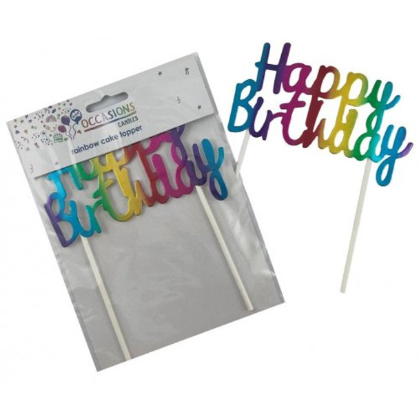 Cardboard Rainbow Happy Birthday Cake Topper