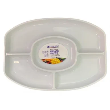 4 Sectional Oval Reusable Chip & Dip Platter
