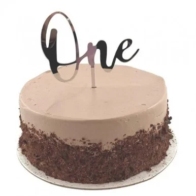 Cake Topper Acrylic Silver One