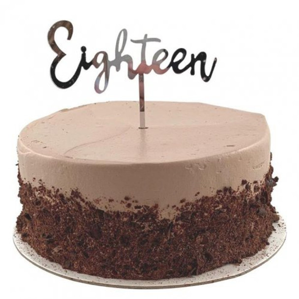 Cake Topper Acrylic Silver Eighteen