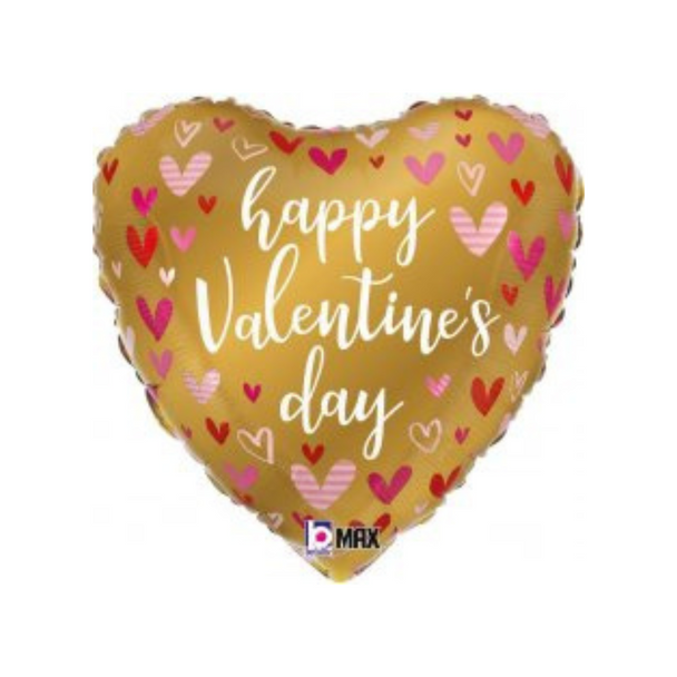 Valentines Day Gold Heart Shaped Foil Balloon 18"