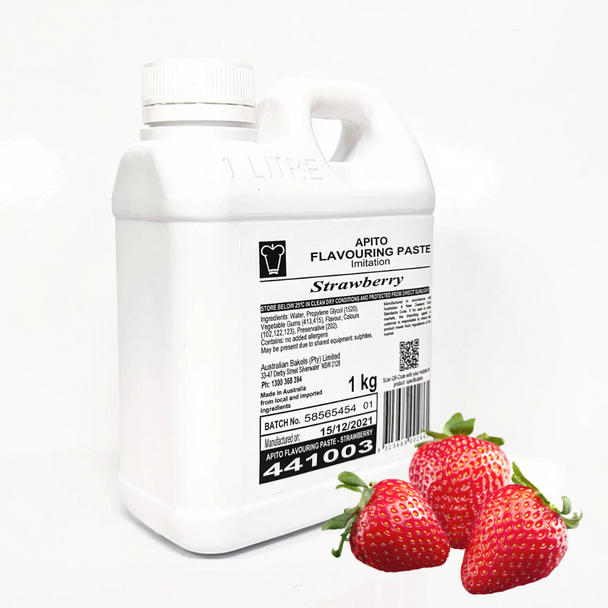 Bakels Apito Strawberry Flavouring Paste in a 1kg bottle
