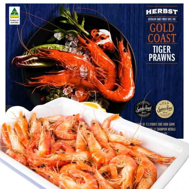 Large Whole Cooked Aussie Tiger Prawns 16/20