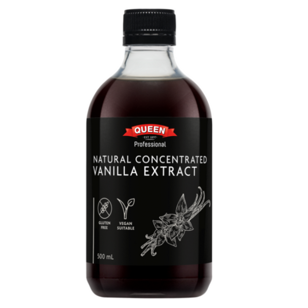 Queen Natural Concentrated Vanilla Extract 500ml available from Padstow Food Service