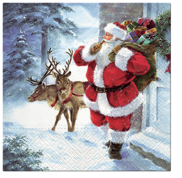 Paw Christmas Napkins Santa Is Coming 3 Ply 20 Pack