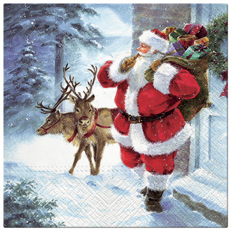 Paw Christmas Napkins Santa Is Coming 3 Ply 20 Pack
