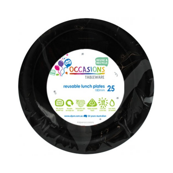 Plate Round 180mm Black 25 Pack - Alpen
