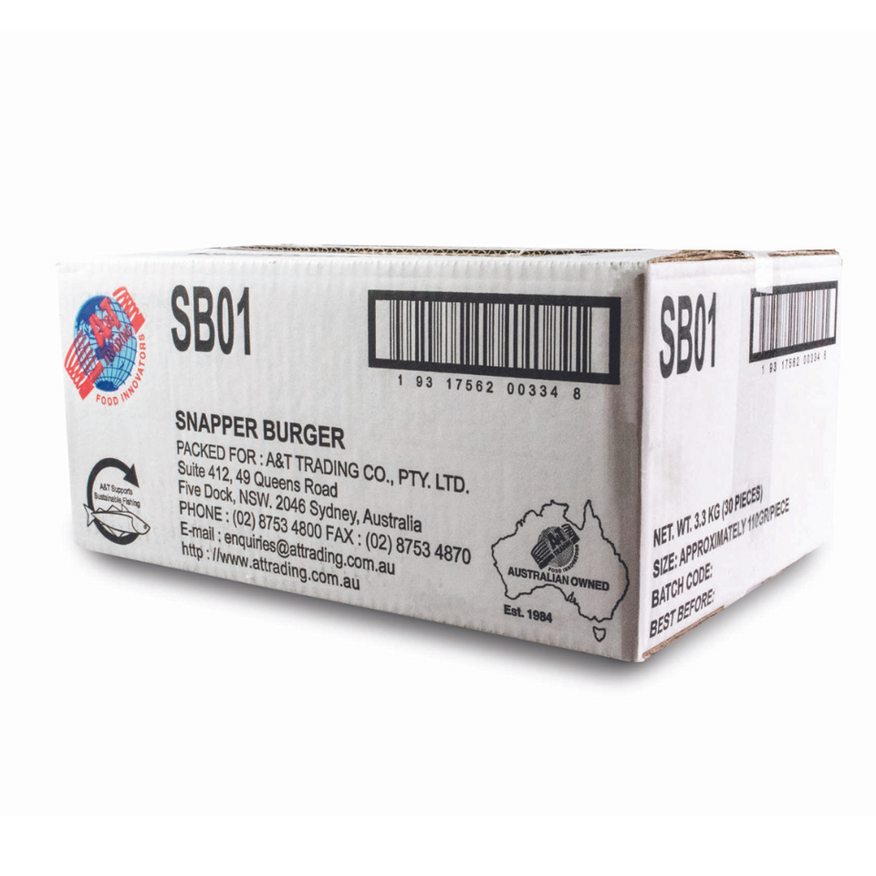 Snapper Burger Patties 30 x 110g Carton Padstow Food Service Distributors