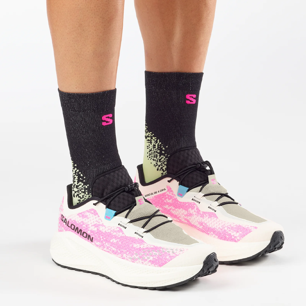 Salomon Aero Glide 4 GRVL Men's Trail Running Shoes | Vanilla Ice/Knockout Pink — photo 8