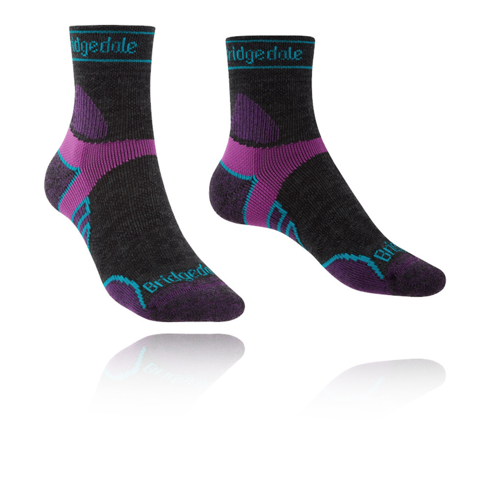 Bridgedale Trail Run Lightweight T2 Merino Sport Women's 3/4 Crew Socks | Charcoal/Purple