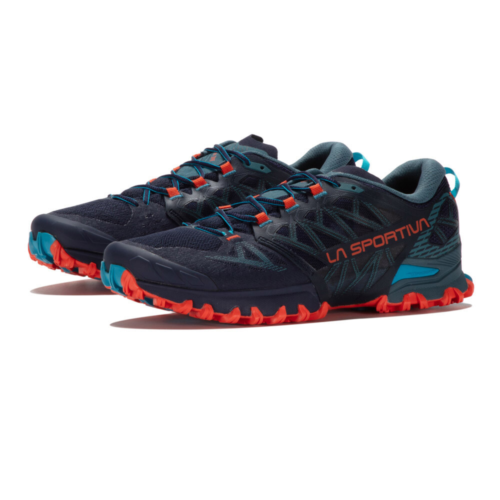 La Sportiva Bushido III Trail Running Shoes (2E Width) | Deep Sea/Cherry Tomato