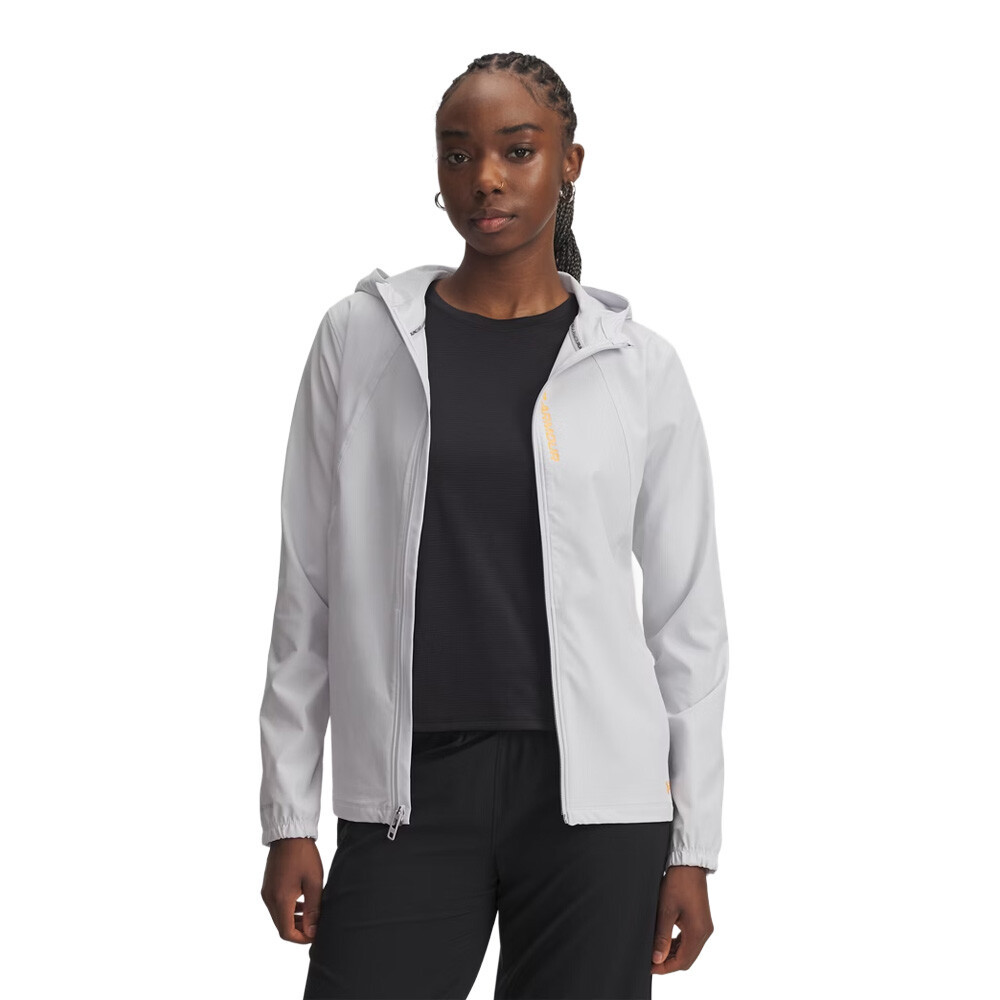 Under Armour OutRun The Storm Women's Jacket | Halo Grey/Squad Orange