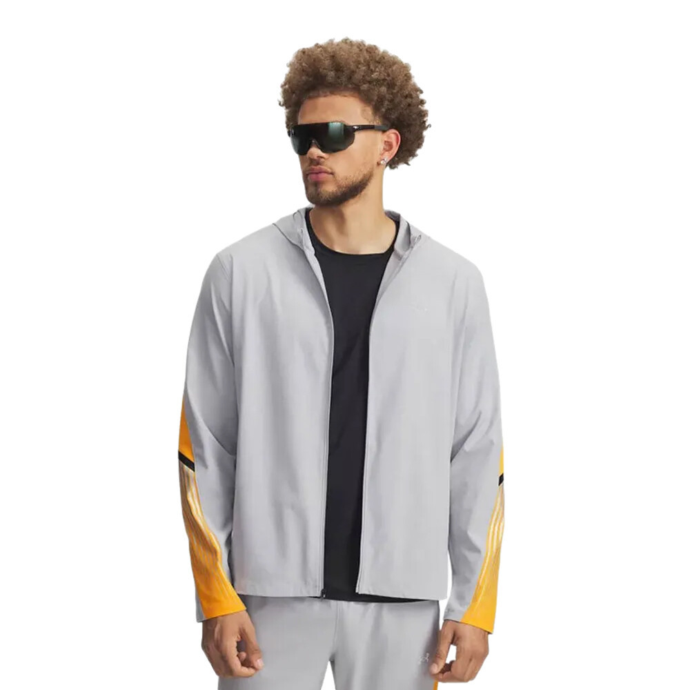 Under Armour Velociti Storm Hooded Men's Jacket | Grey/Yellow/Reflective