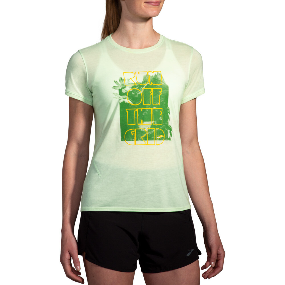 Brooks Distance 3.0 Women's T-Shirt | Heather Glacier Green/Elevate