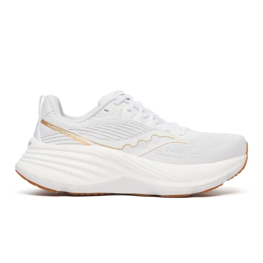 Saucony Hurricane 24 Women's Running Shoes | White/Gold
