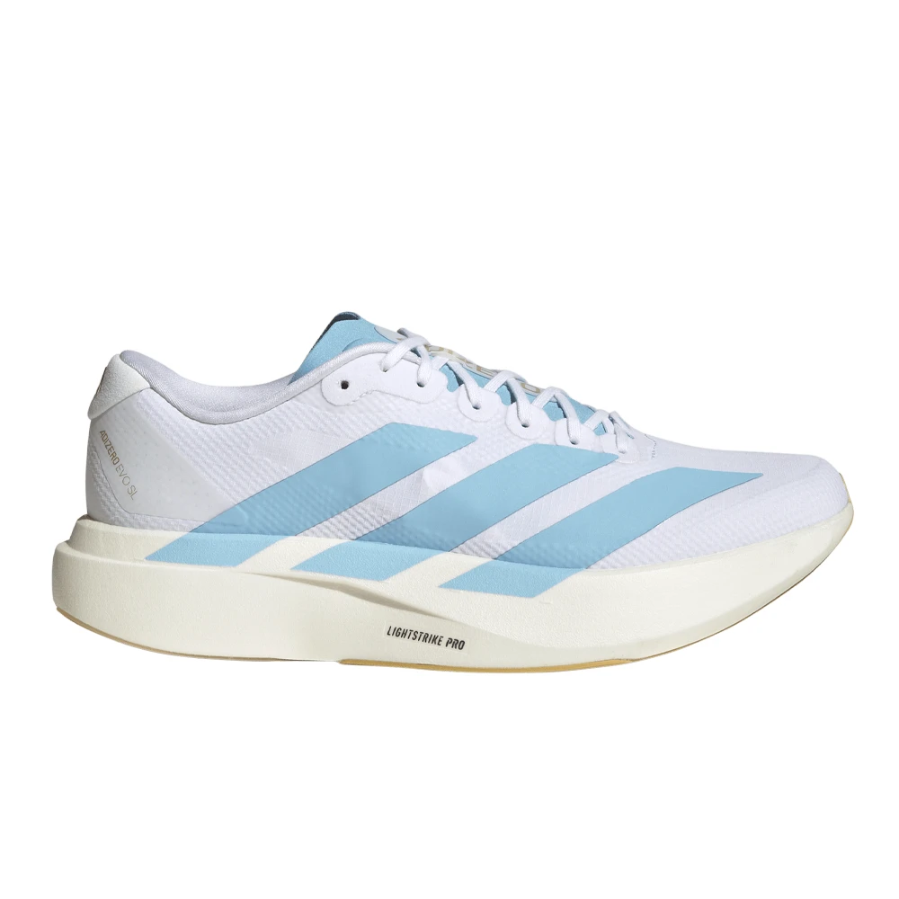 adidas Adizero EVO SL Woven Men's Running Shoes | Cloud White/Clear Blue/Matte Gold