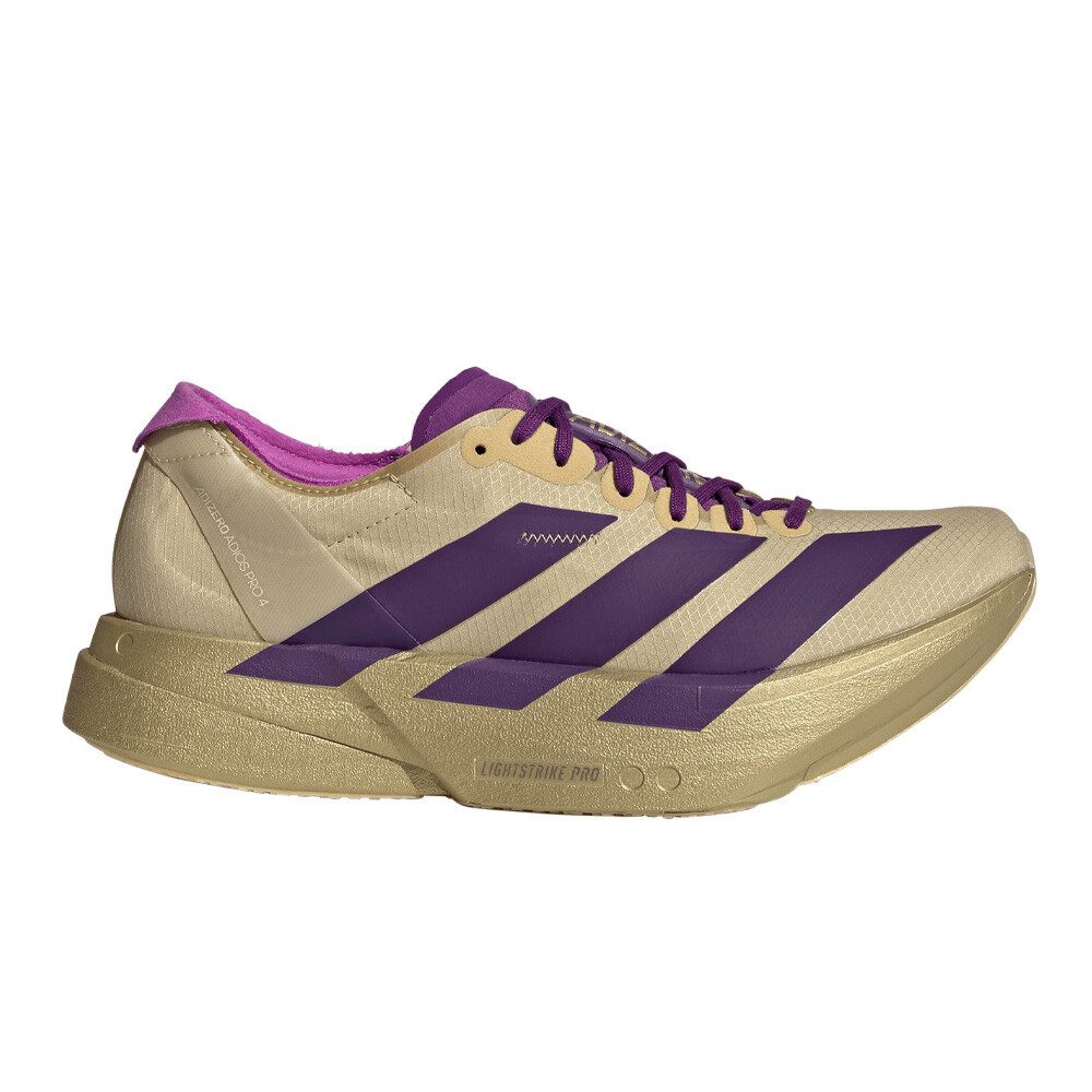 adidas Adizero Adios Pro 4 Women's Running Shoes | Sand/Rich Purple/Gold Metallic