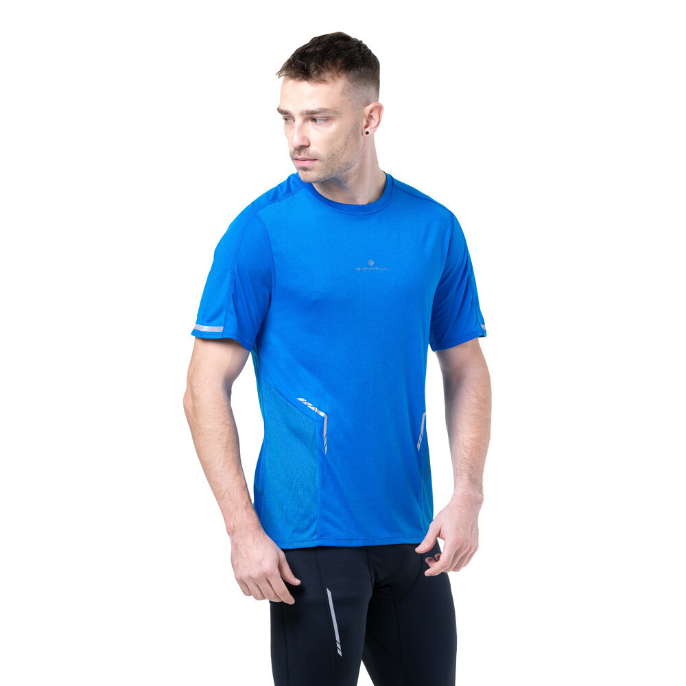 RonHill Tech Reflect Men's T-Shirt | Elec Blue Marl/Reflective