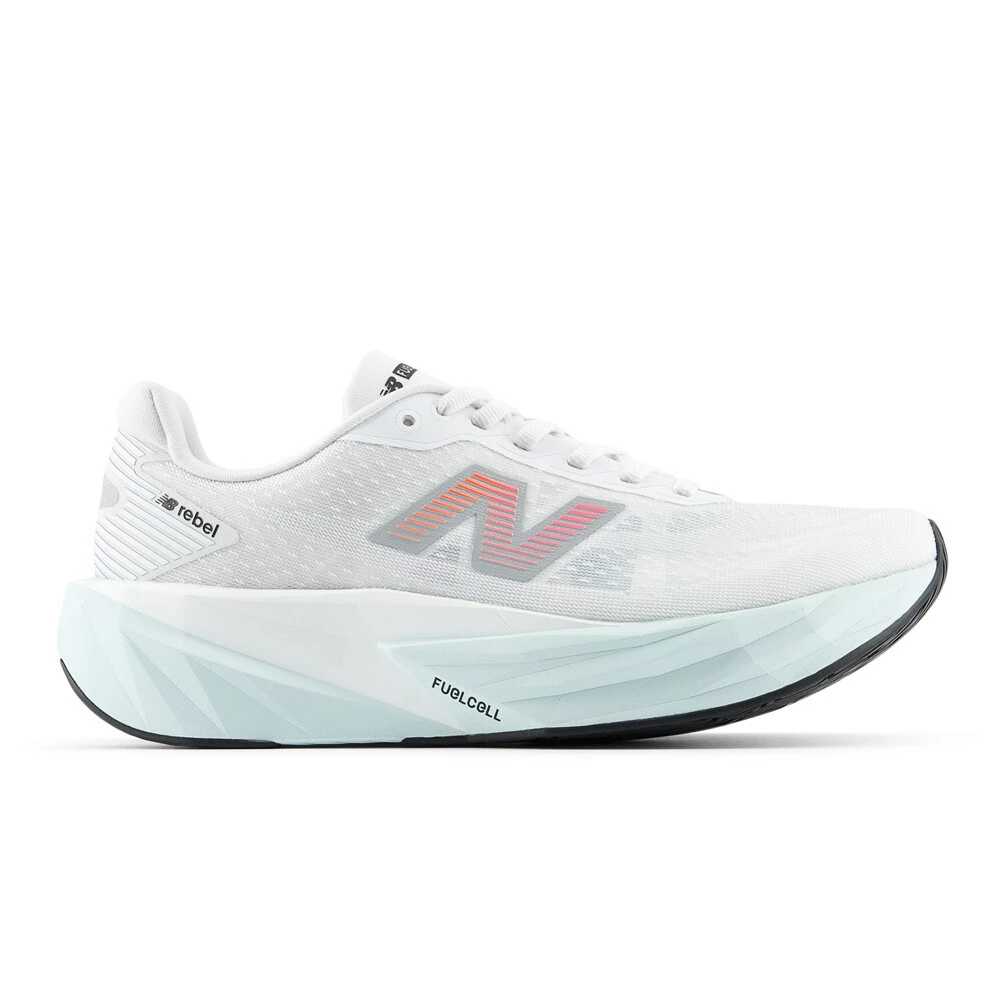 New Balance FuelCell Rebel v5 Women's Running Shoes | White/Pink Heat/Glint Blue