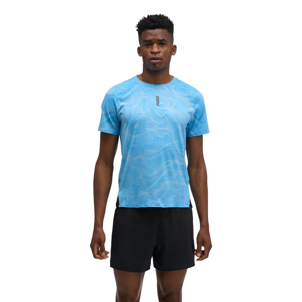 Hoka EveryRun Men's T-Shirt | Mineral Blue Prt