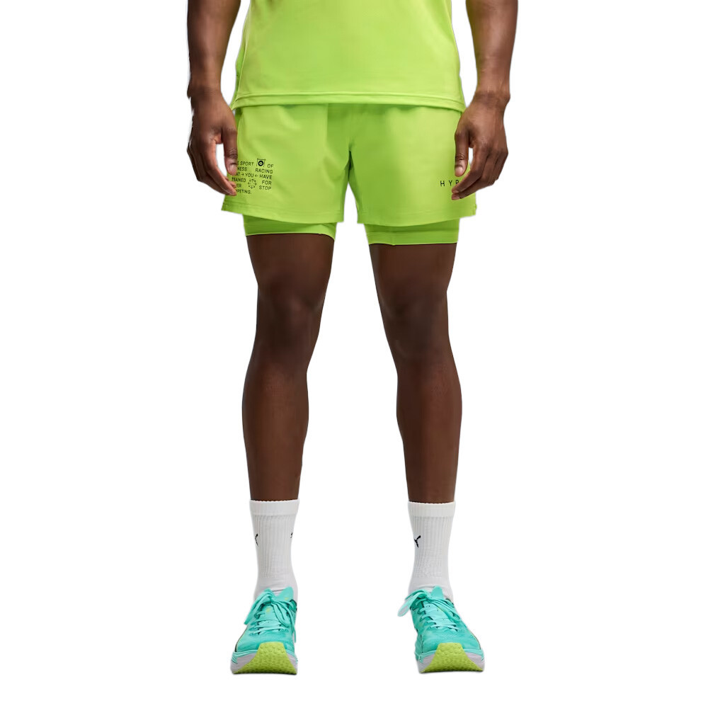 Puma x HYROX 2-in-1 PWRMODE Men's Running Shorts | Sunny Lime
