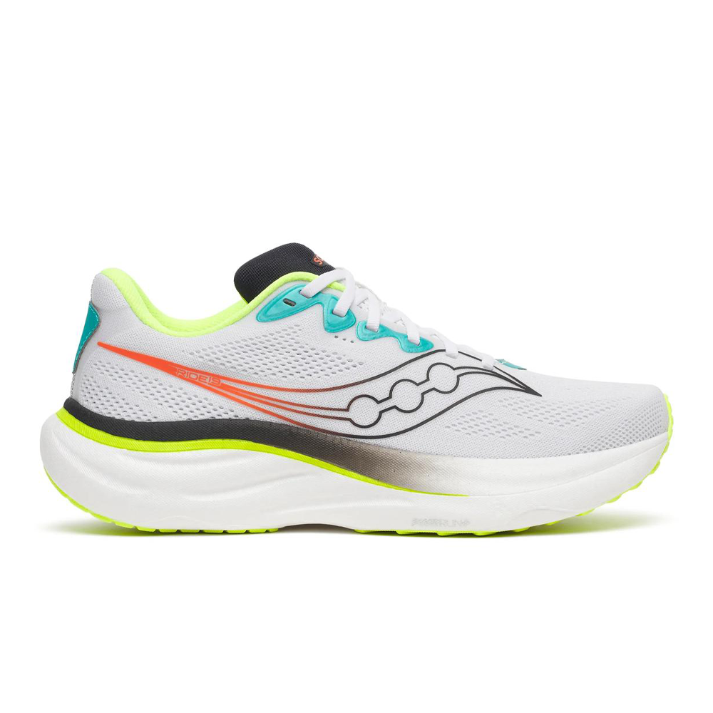 Saucony Ride 19 Men's Running Shoes | White/Citron