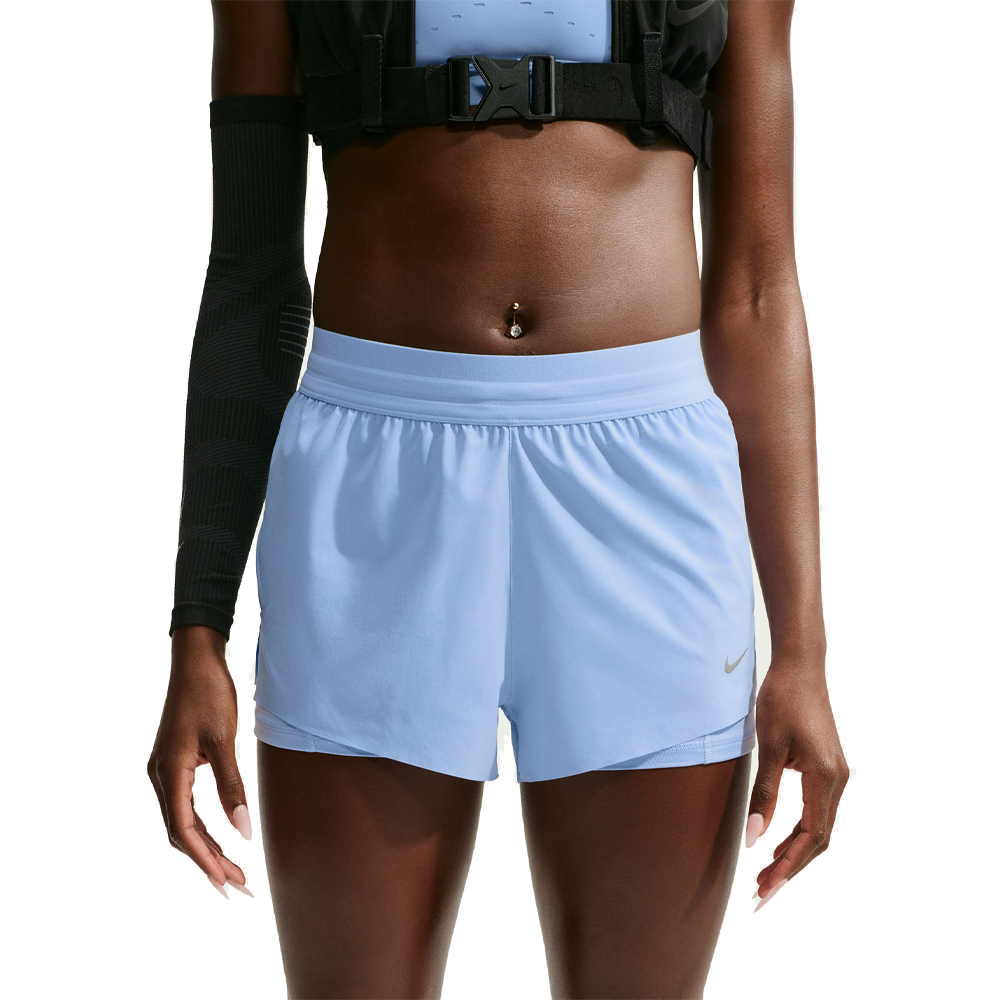 Nike Swift Dri-FIT Mid Rise 2-in-1 Women's Shorts | Aluminium/Royal Tint/Reflective Silver