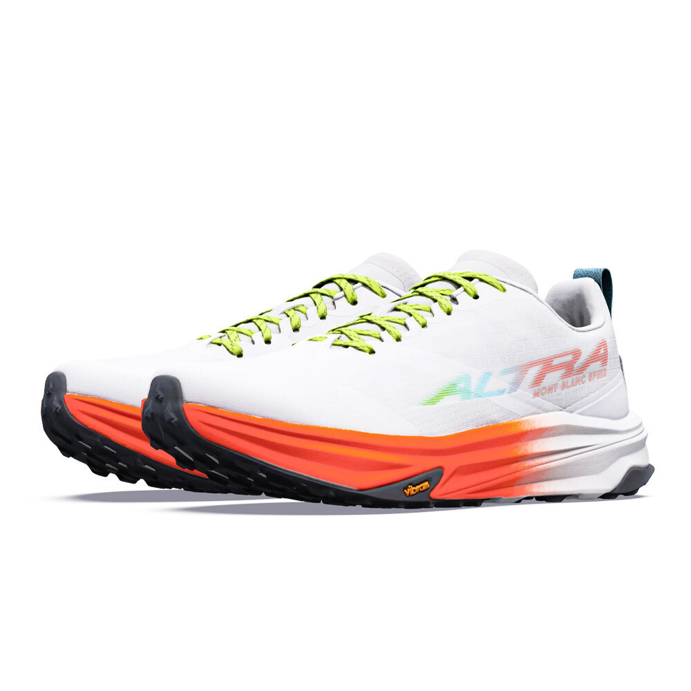 Altra Mont Blanc Speed Men's Trail Running Shoes | White/Fiery Coral/Vapourous Blue