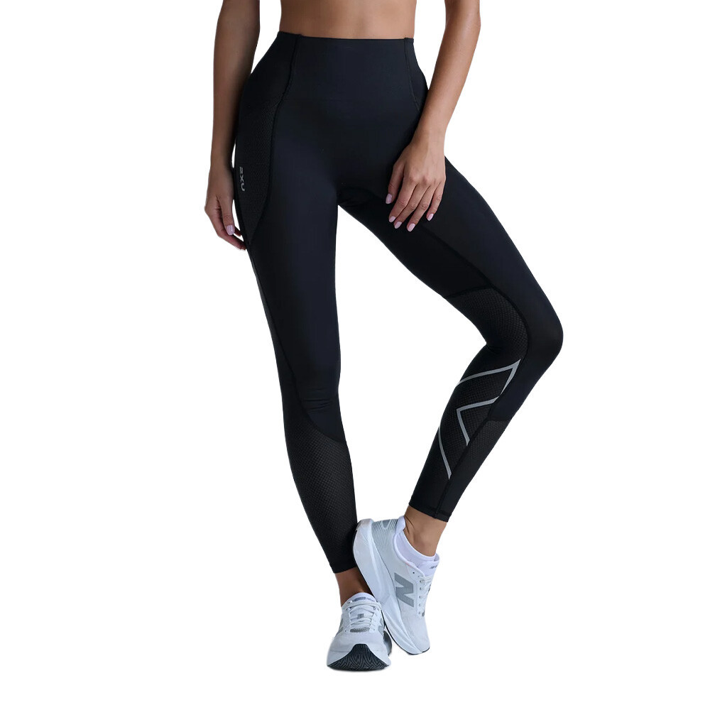 2XU Aero Mesh Hi-Rise Compression Women's Tights | Black/Silver Reflective
