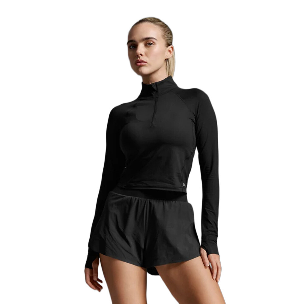 2XU Aero Waffle Women's Half Zip Top | Black/Silver Reflective