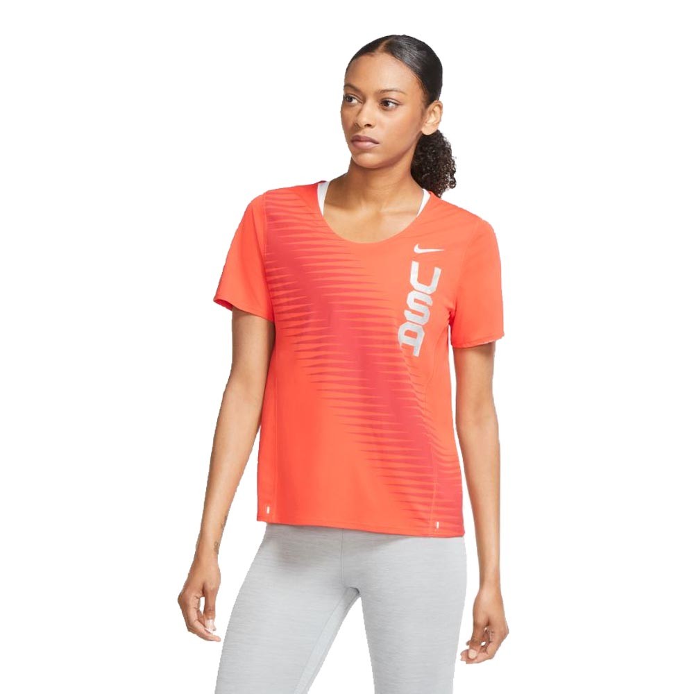 Nike USA City Sleek Damen Lauf-T-Shirt