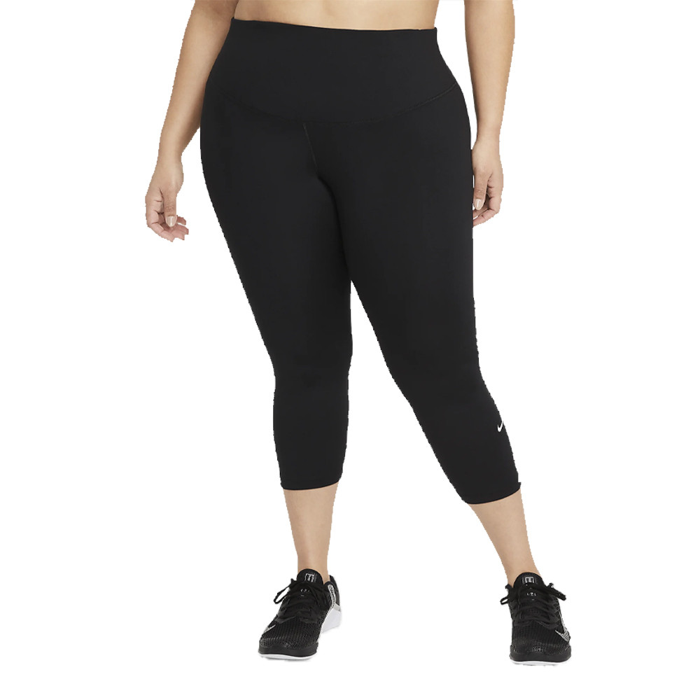 Size XL - Nike One Women's Mid-Rise Crop Leggings (Black/White