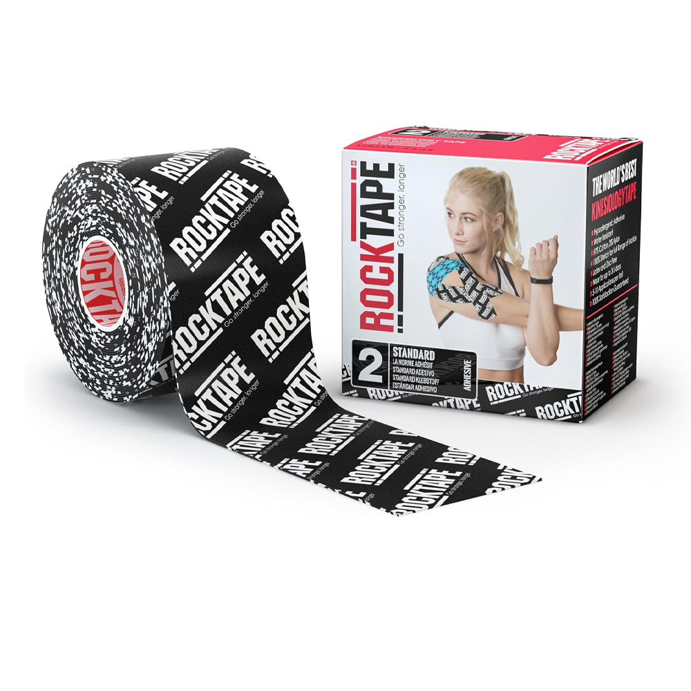 Rocktape Standard Black Logo Kinesiology Tape (5cm x 5m) - AW26
