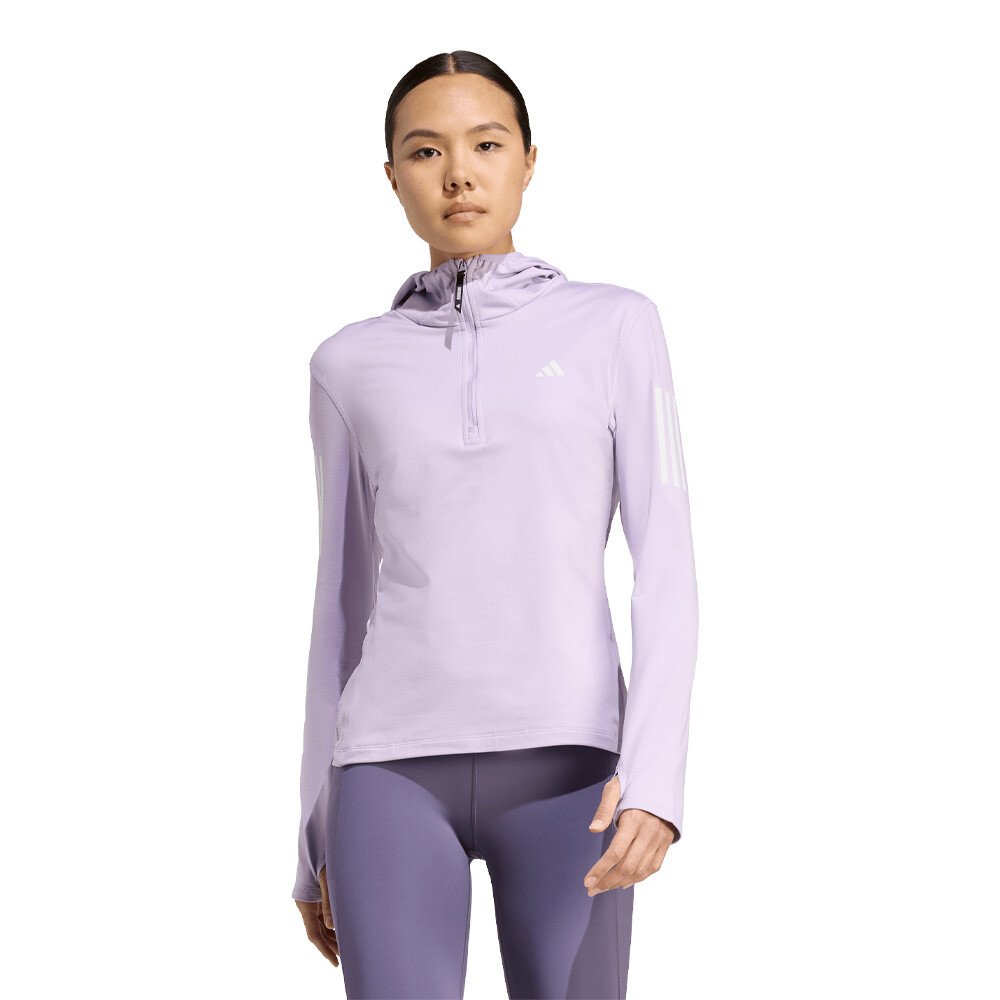 adidas Own The Run Halb-Reißverschluss Hooded Damen Top - AW25