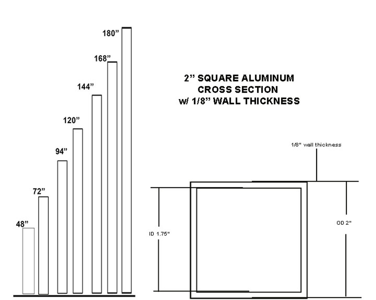 2" SQUARE ALUMINUM POLE