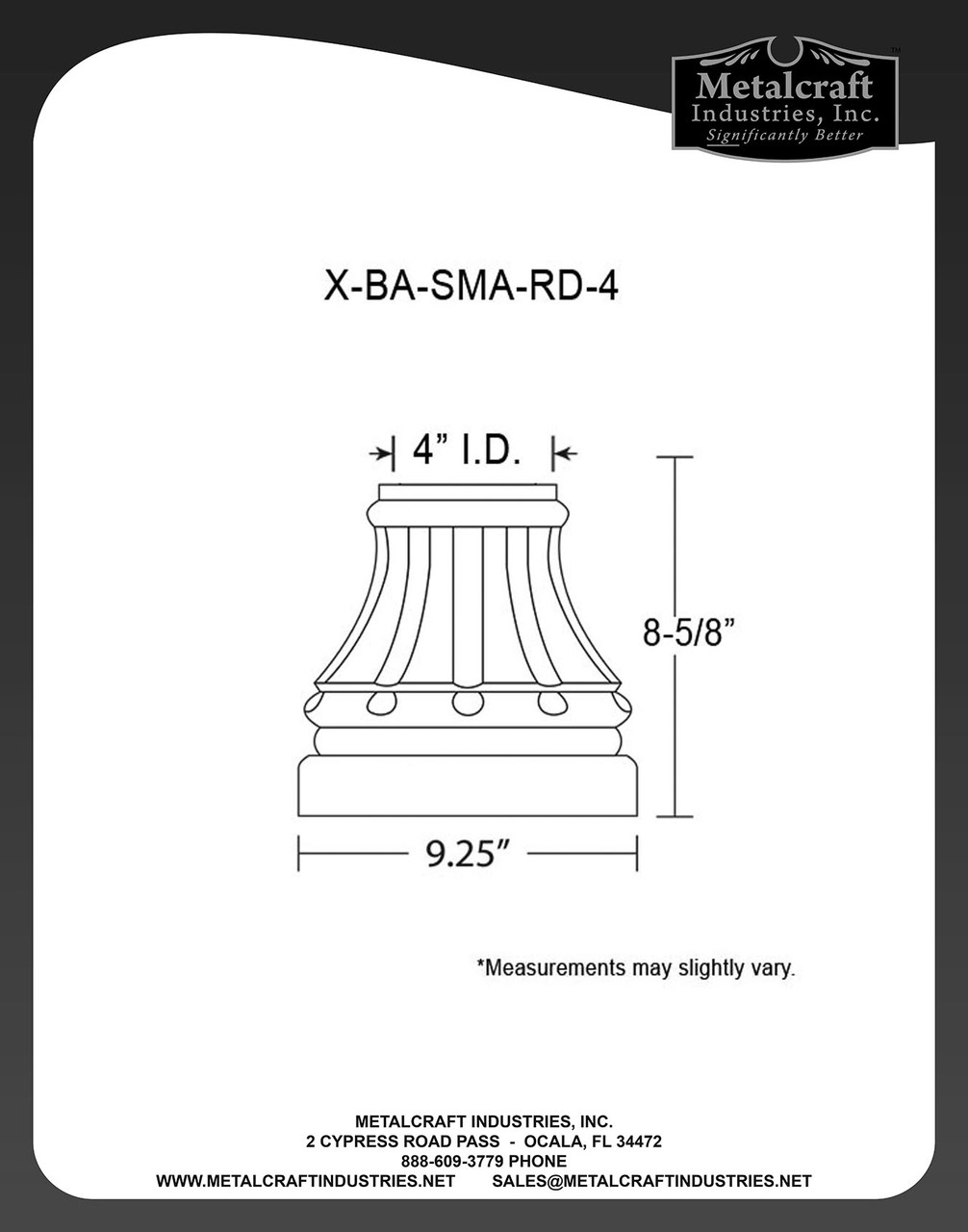 X-BA-SMA-RD-4
SPECIFICATION DRAWING