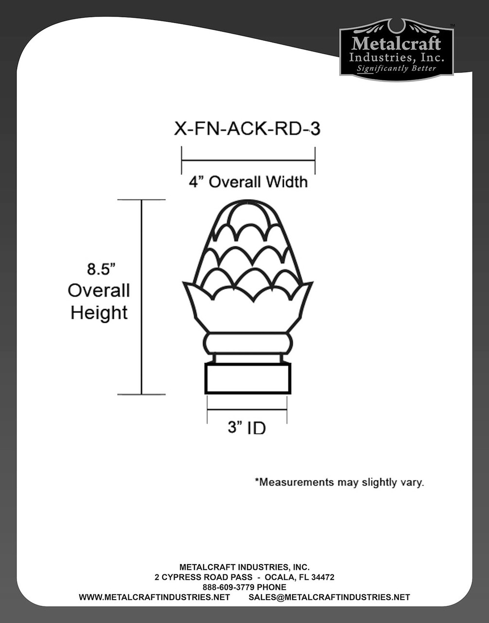 Artichoke Finial fits pole or post