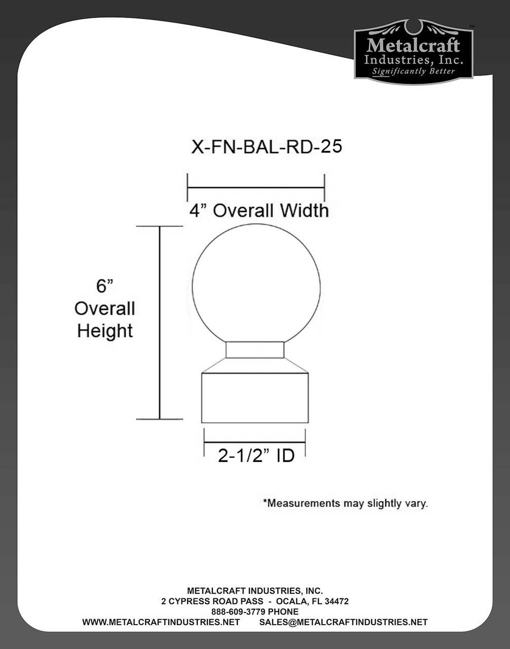 X-FN-BAL-RD-25
SPECIFICATION DRAWING