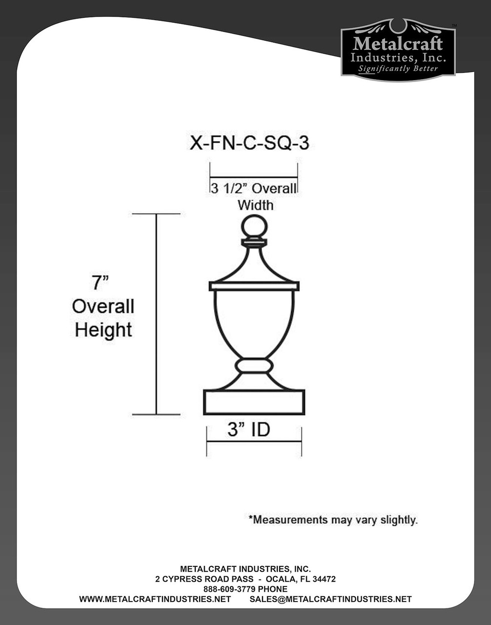 X-FN-C-SQ-3
SPECIFICATION DRAWING