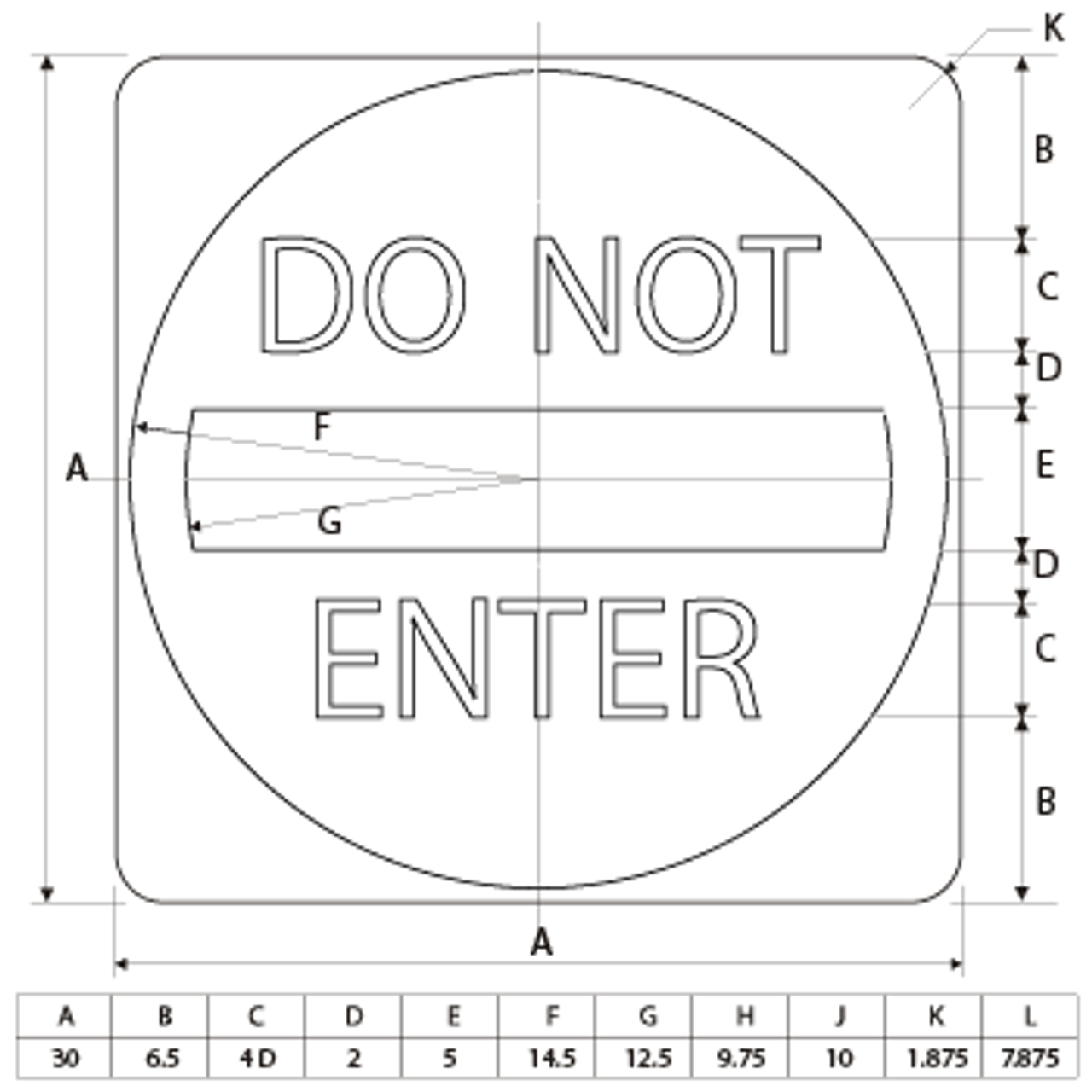 DO NOT ENTER ROAD SIGN dimensions