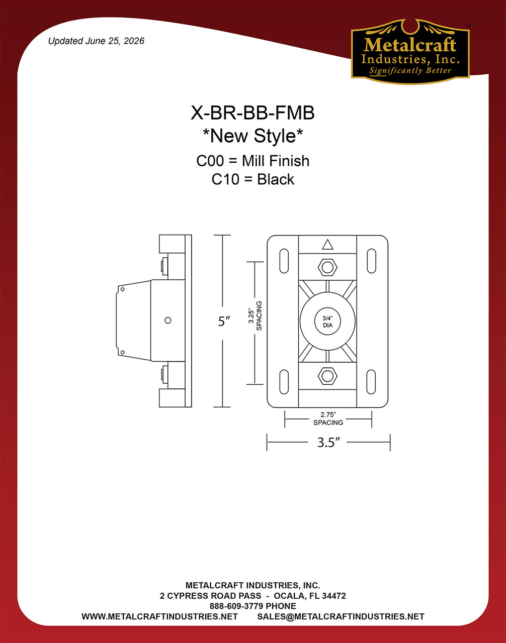 FLAT MOUNT BRACKET SPECIFICATION