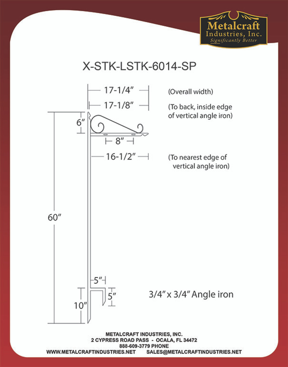 SPECIFICATION DRAWING FOR THE X-STK-LSTK-6014-SP