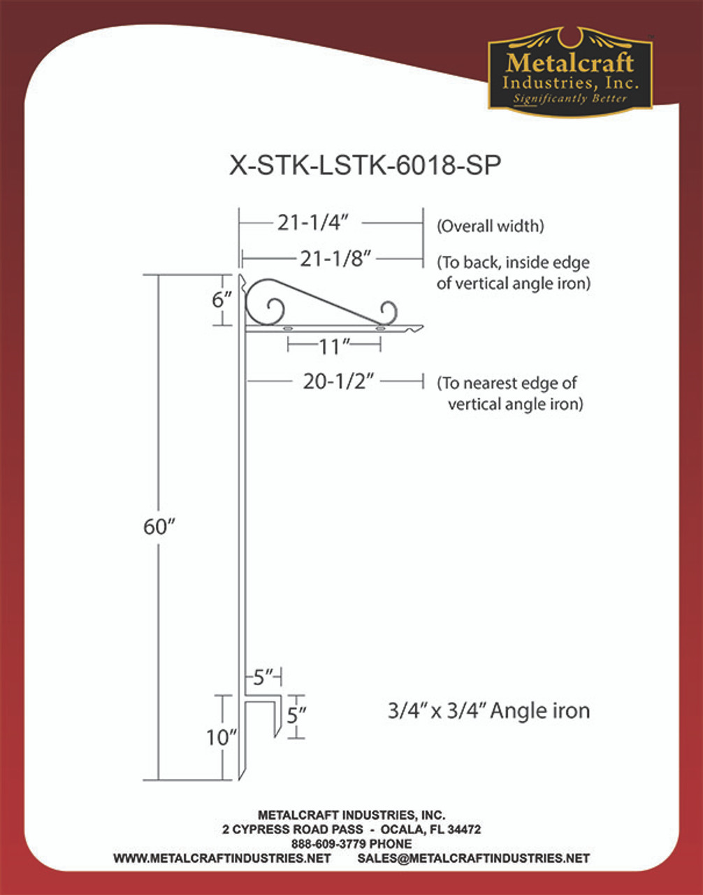 SPECIFICATION DRAWING FOR THE X-STK-LSTK-6018-SP