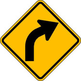 SIGN-CAUTION YELLOW DIAMOND CURVE