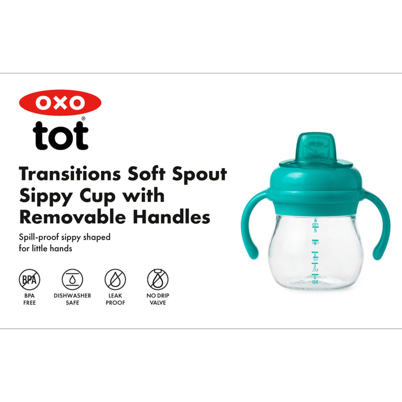 OXO Tot Grow Soft Spout Sippy Cup with Removable Handles, 6oz (7 Colours)