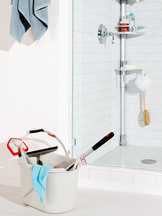 OXO Good Grips Grout Brush Scrubs Grout Shower Door Tracks and Plumbing  fixtures