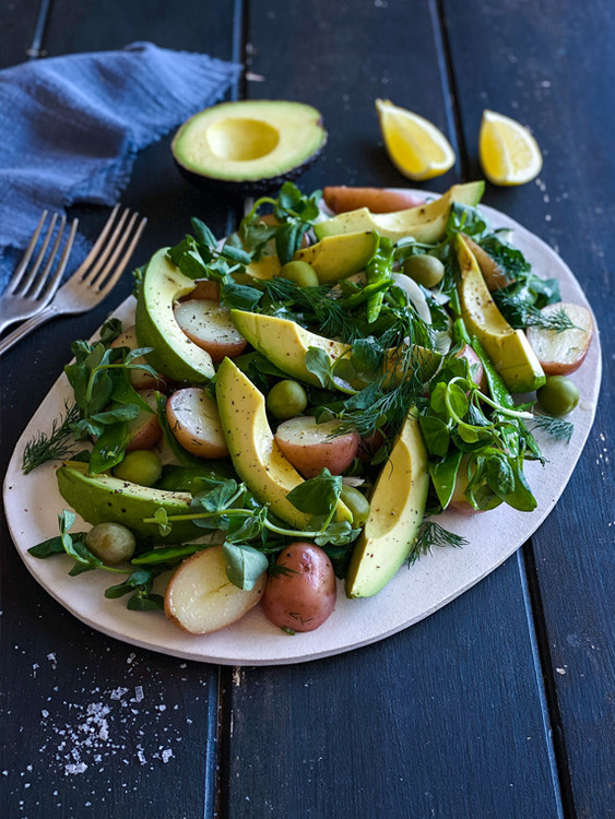 Delcado Avocado, Potato & Snow Pea Salad Delcado Avocado, Potato & Snow Pea Salad
