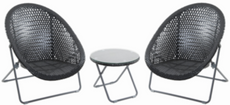 Foldable Rattan Garden Furniture Set in Black 