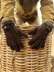 Men's Sheepskin Gloves in Chocolate