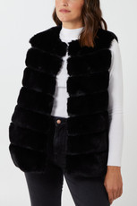 Luxury Pelted Faux Fur Gilet In Black